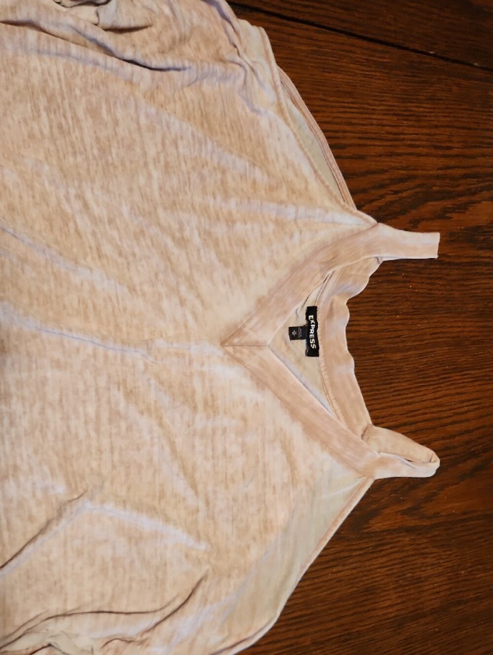 Express Light Pink Cold-Shoulder V-Neck Long Sleeve Top - Picture 3 of 3